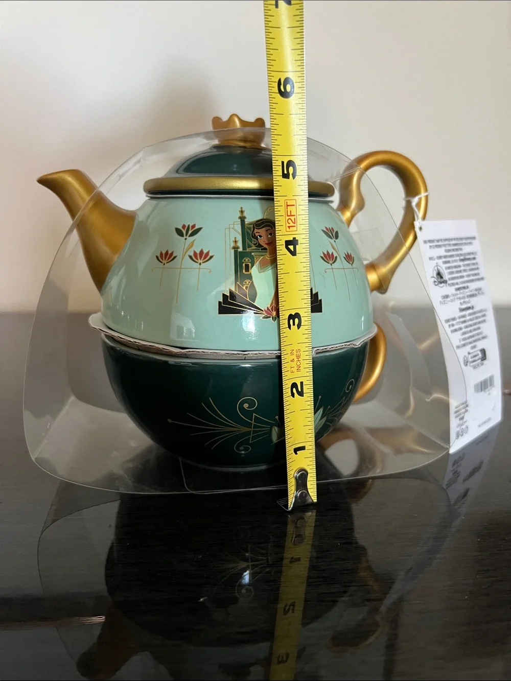 Disneys Princess Tiana’s  Bayou Adventure Green Teapot & Cup with Gold Accents - Picture 8 of 9